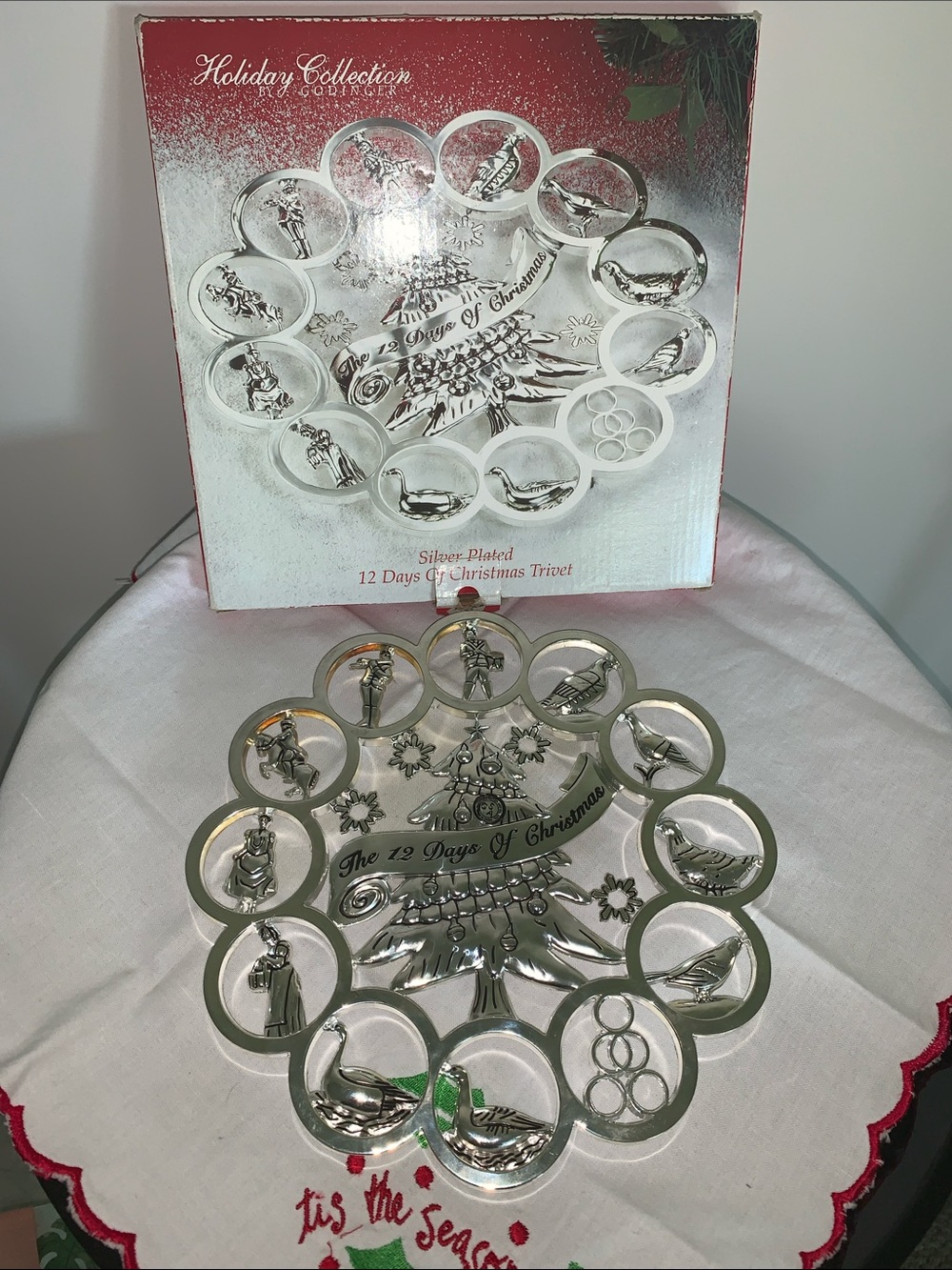 Godinger Silver-Plated 12 Days of Christmas Holiday Trivet